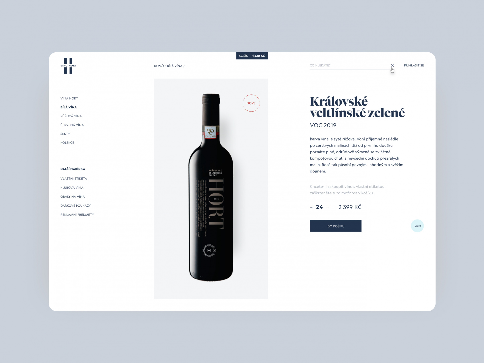 Vino Hort #-# Visual Identity #-# In a sophisticated concept based on typography with the aim of differentiation, supported by extensive research, we have managed to create a well-known brand and keep it in the awareness of lovers of quality wine. The unmistakable visual style predominantly accentuates the name of the founder and owner of the brand, while also managing to work with a range of limited editions and complementary beverages.